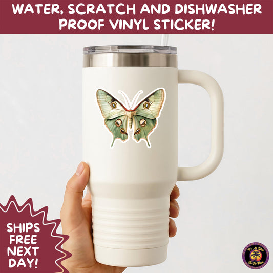 LUNA MOTH STICKERS | moth, sticker, luna moth, moon moth, cottage core, halloween, goth moth, large moth, insect sticker, laptop sticker,