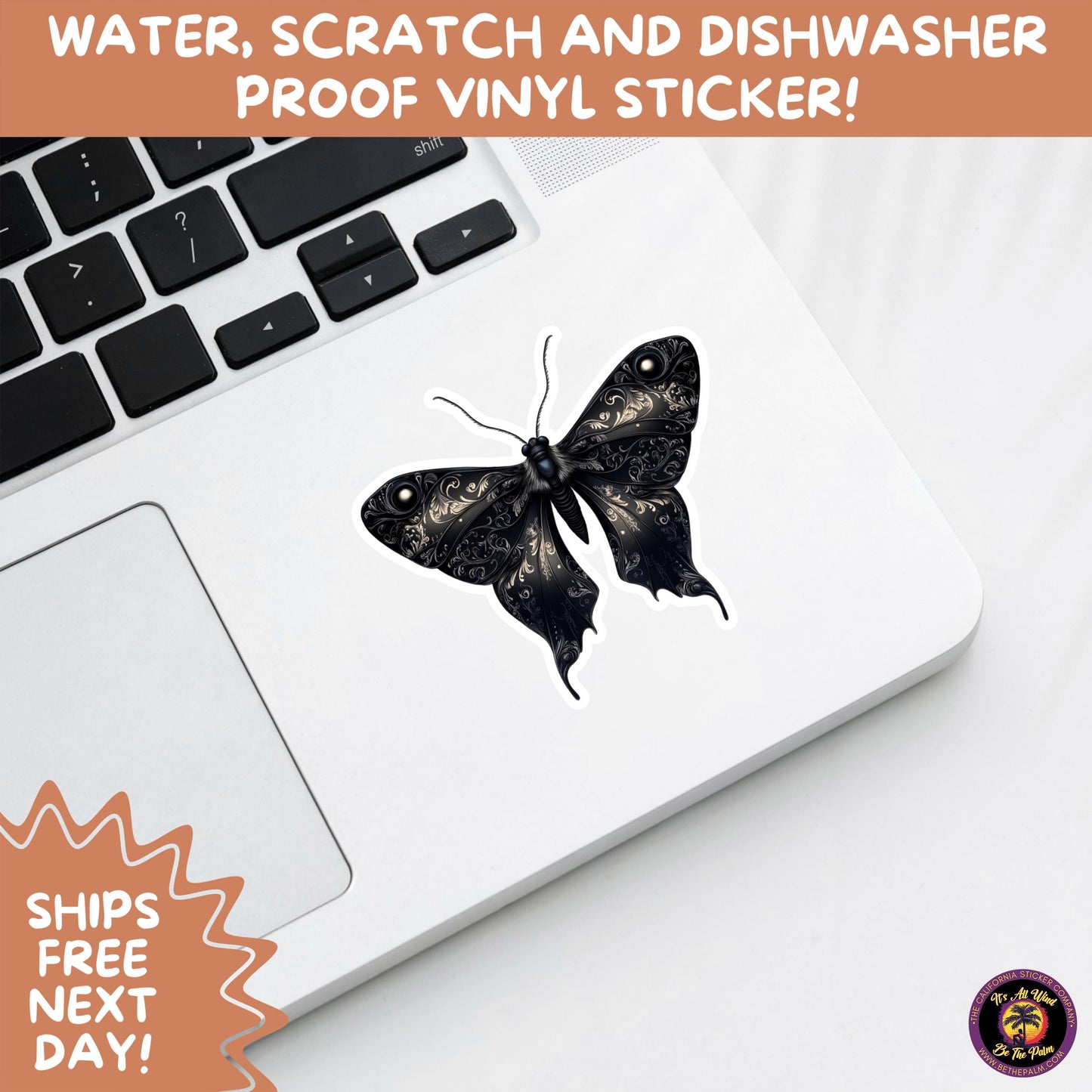 GOTH MOTH STICKERS | Gothic Insect Vinyl Stickers, Dark Aesthetic Stickers for Laptops Journals, Spooky Bug Stickers, Moth Witchy Decor