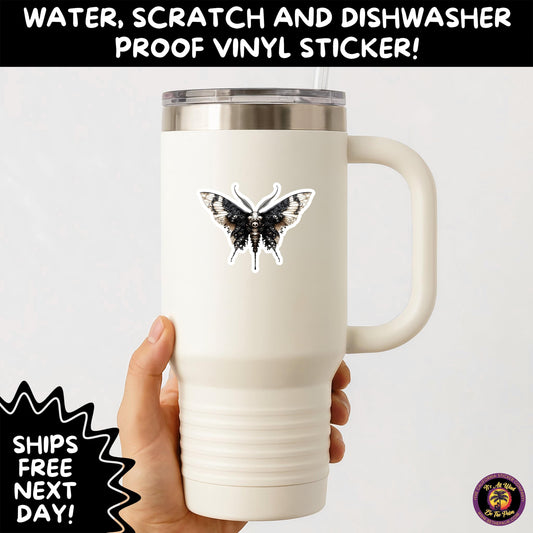 GOTH MOTH STICKERS | Gothic Insect Vinyl Stickers, Dark Aesthetic Stickers for Laptops Journals, Spooky Bug Stickers, Moth Witchy Decor
