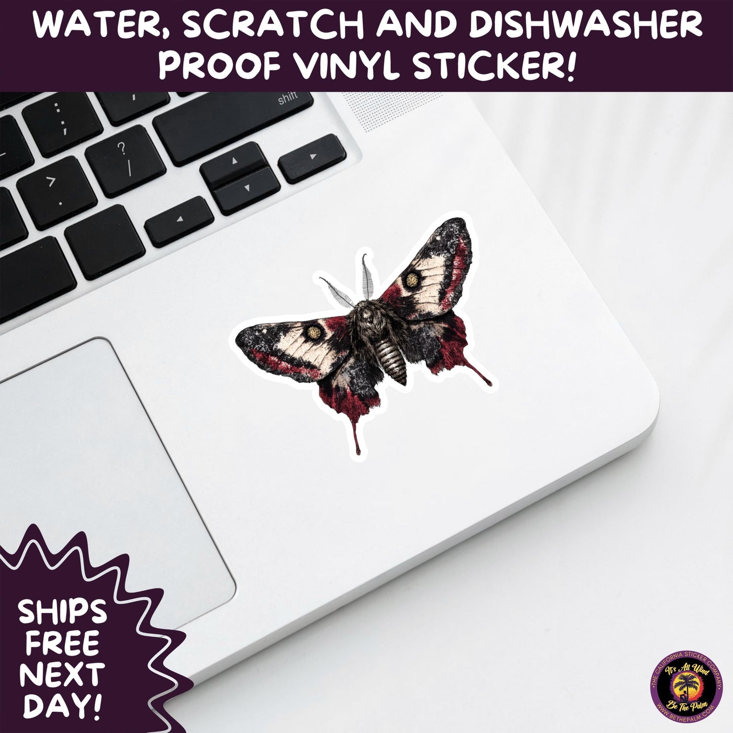 GOTH MOTH STICKERS | Gothic Insect Vinyl Stickers, Dark Aesthetic Stickers for Laptops Journals, Spooky Bug Stickers, Moth Witchy Decor