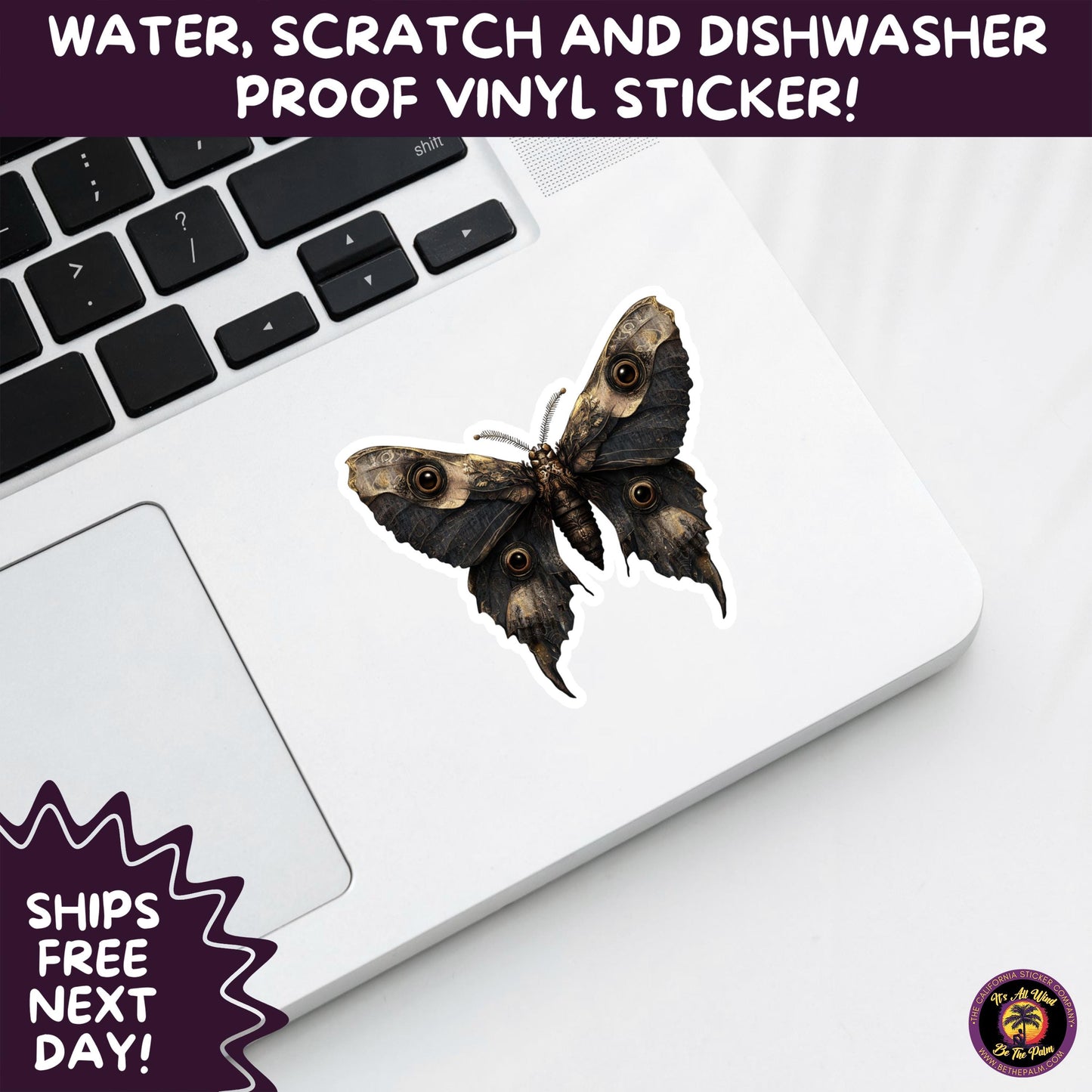 GOTH MOTH STICKERS | Gothic Insect Vinyl Stickers, Dark Aesthetic Stickers for Laptops Journals, Spooky Bug Stickers, Moth Witchy Decor