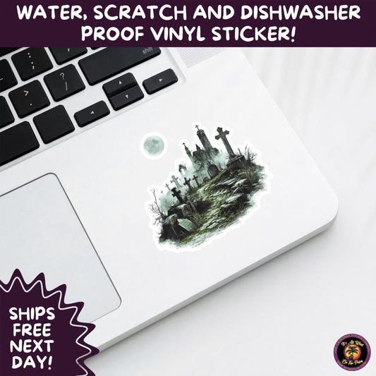 DARK GOTHIC STICKERS – Witchcore, Spooky, Occult, Alternative Vinyl Decals for Journals, Water Bottles, cemetery, headstone, and MacBooks