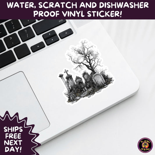 DARK GOTHIC STICKERS – Witchcore, Spooky, Occult, Alternative Vinyl Decals for Journals, Water Bottles, cemetery, headstone, and MacBooks
