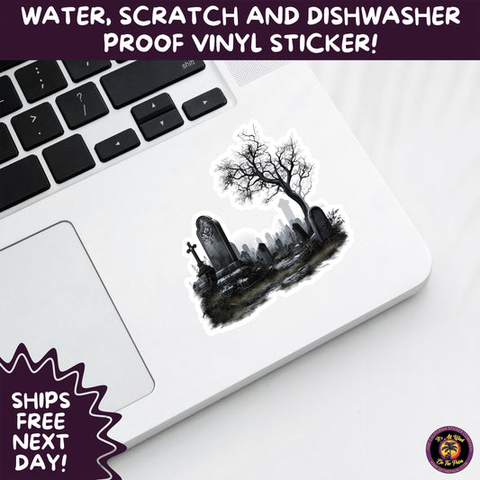 DARK GOTHIC STICKERS – Witchcore, Spooky, Occult, Alternative Vinyl Decals for Journals, Water Bottles, cemetery, headstone, and MacBooks