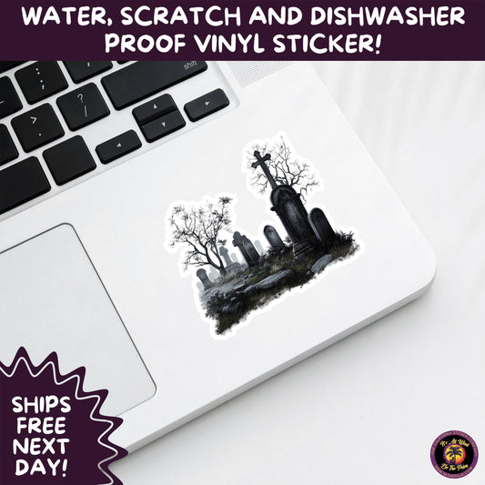 DARK GOTHIC STICKERS – Witchcore, Spooky, Occult, Alternative Vinyl Decals for Journals, Water Bottles, cemetery, headstone, and MacBooks