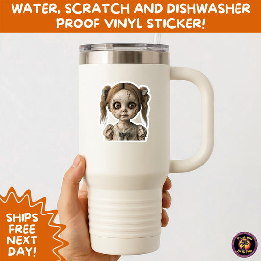 HORROR DOLL STICKERS Spooky Cute Creepy Girl Stickers – Perfect for Halloween, Scrapbooking, and Horror Aesthetic Fans