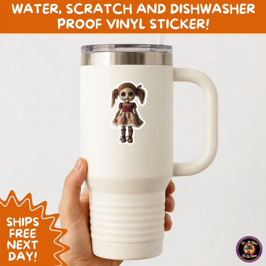 HORROR DOLL STICKERS Spooky Cute Creepy Girl Stickers β Perfect for Halloween, Scrapbooking, and Horror Aesthetic Fans