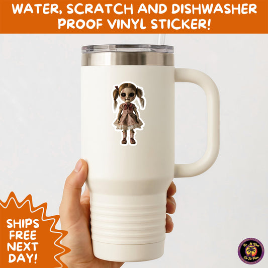 HORROR DOLL STICKERS Spooky Cute Creepy Girl Stickers – Perfect for Halloween, Scrapbooking, and Horror Aesthetic Fans