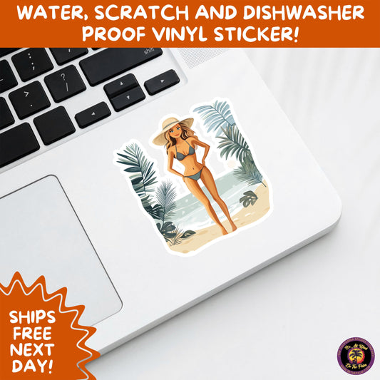 FUN BEACH STICKERS with Bikini Designs, Perfect for Travel Journals, Water Bottles, Tumblers, Laptops, Scrapbooks, and Summer Decor