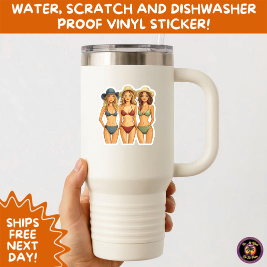 FUN BEACH STICKERS with Bikini Designs, Perfect for Travel Journals, Water Bottles, Tumblers, Laptops, Scrapbooks, and Summer Decor