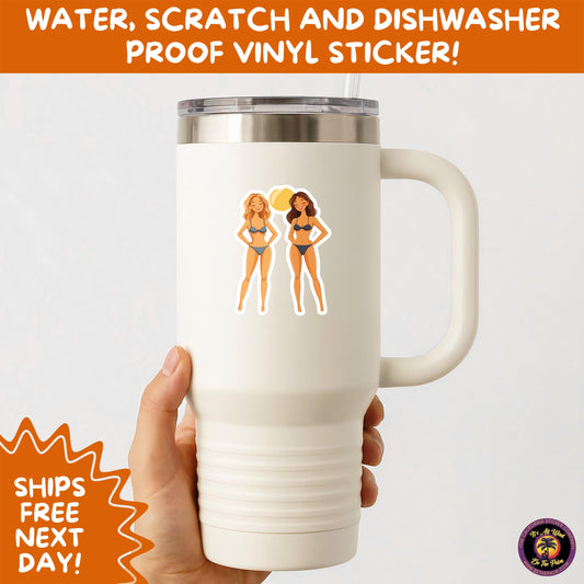 FUN BEACH STICKERS with Bikini Designs, Perfect for Travel Journals, Water Bottles, Tumblers, Laptops, Scrapbooks, and Summer Decor