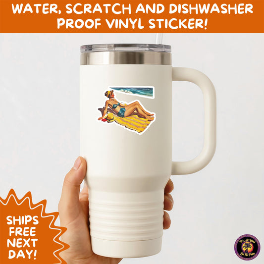 FUN BEACH STICKERS with Bikini Designs, Perfect for Travel Journals, Water Bottles, Tumblers, Laptops, Scrapbooks, and Summer Decor