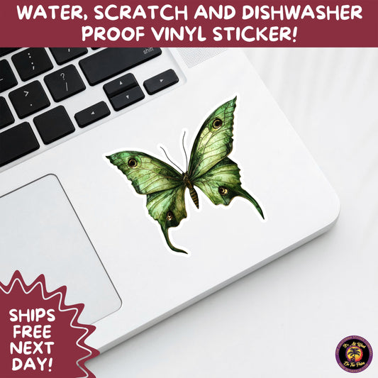 LUNA MOTH STICKERS | moth, sticker, luna moth, moon moth, cottage core, halloween, goth moth, large moth, insect sticker, laptop sticker,