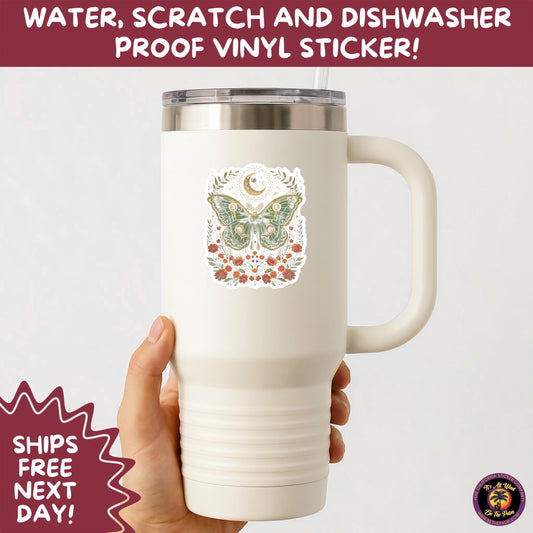 LUNA MOTH STICKERS | moth, sticker, luna moth, moon moth, cottage core, halloween, goth moth, large moth, insect sticker, laptop sticker,