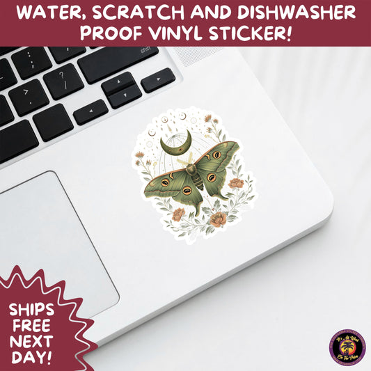 LUNA MOTH STICKERS | moth, sticker, luna moth, moon moth, cottage core, halloween, goth moth, large moth, insect sticker, laptop sticker,