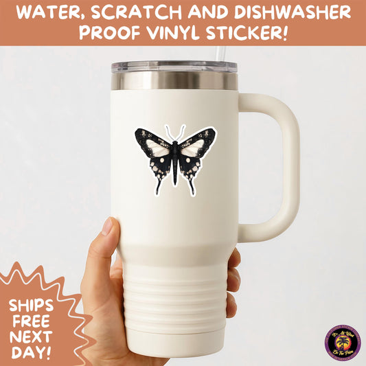 GOTH MOTH STICKERS | Gothic Insect Vinyl Stickers, Dark Aesthetic Stickers for Laptops Journals, Spooky Bug Stickers, Moth Witchy Decor