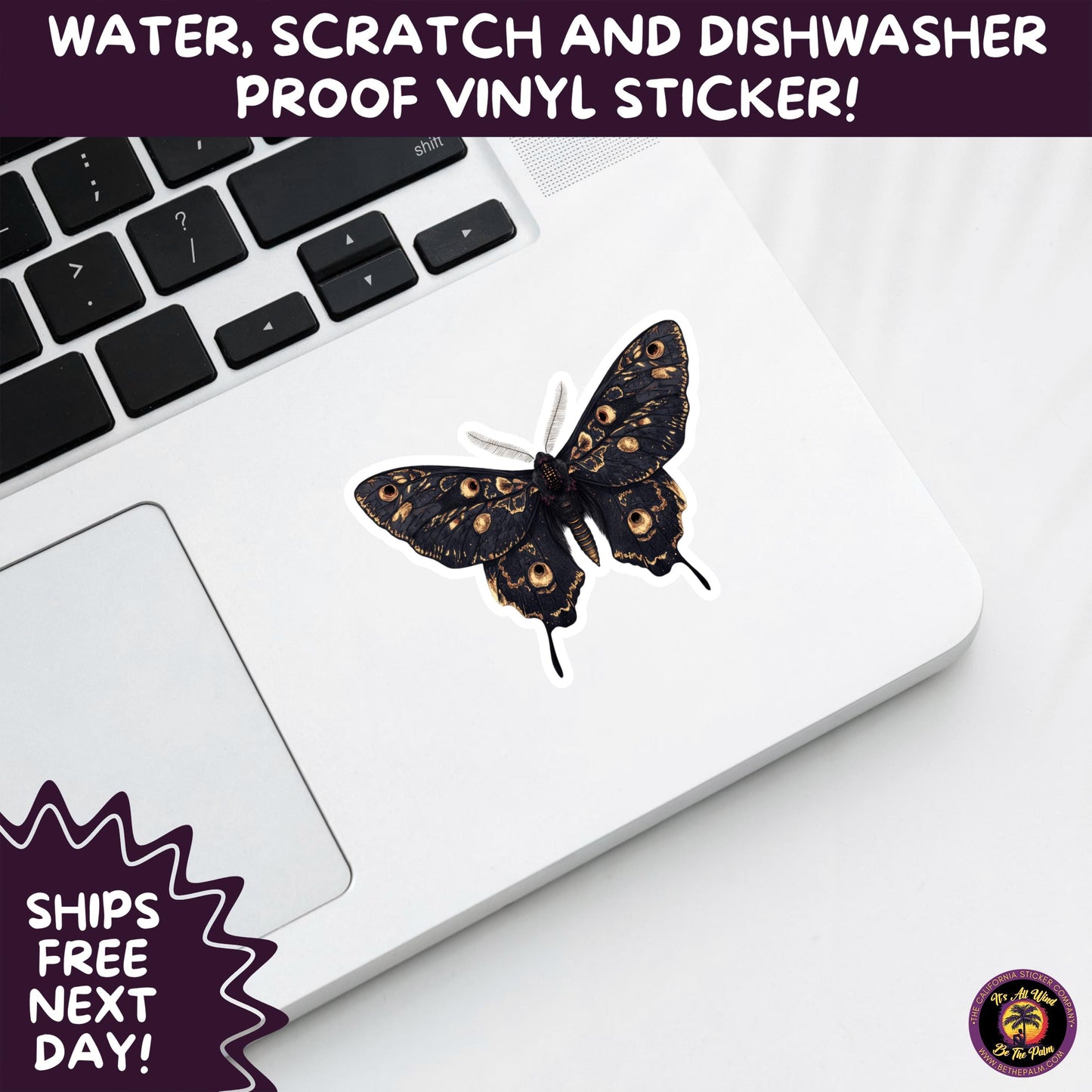 GOTH MOTH STICKERS | Gothic Insect Vinyl Stickers, Dark Aesthetic Stickers for Laptops Journals, Spooky Bug Stickers, Moth Witchy Decor