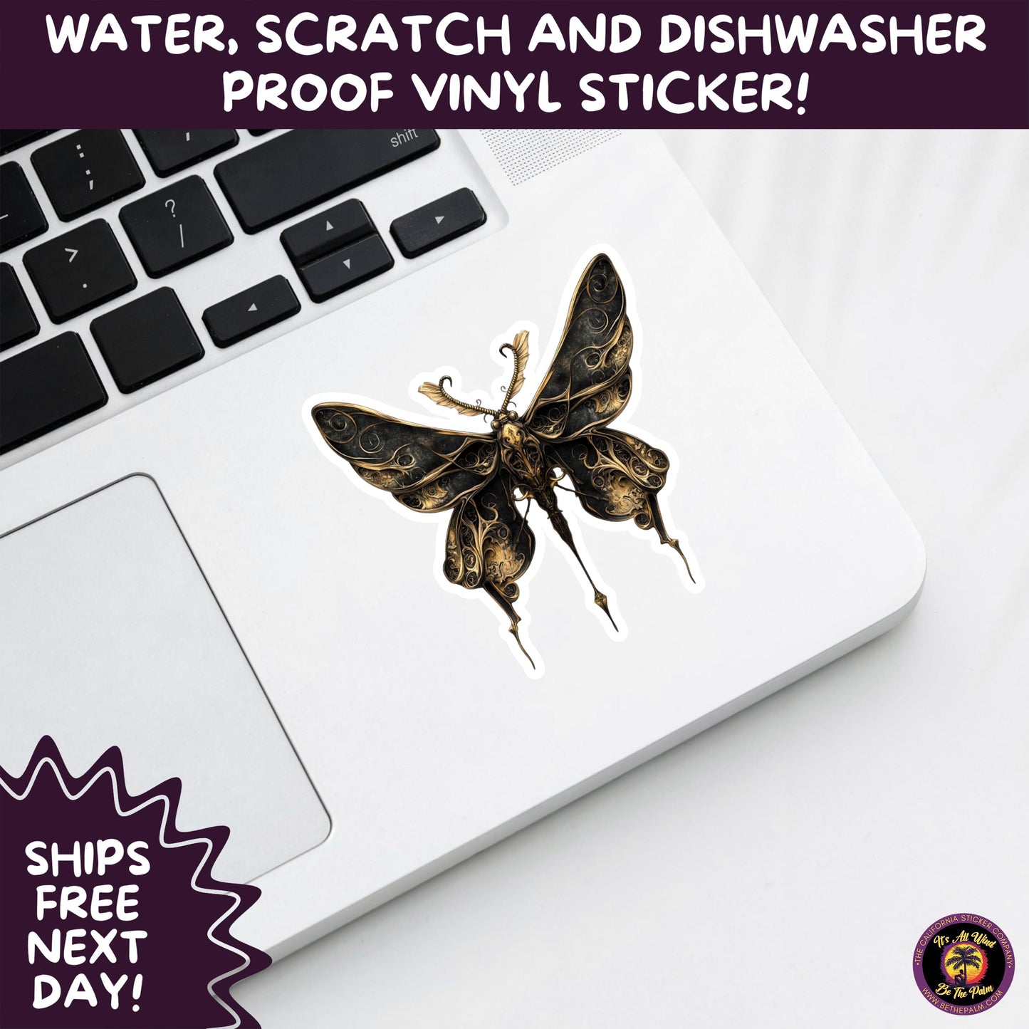 GOTH MOTH STICKERS | Gothic Insect Vinyl Stickers, Dark Aesthetic Stickers for Laptops Journals, Spooky Bug Stickers, Moth Witchy Decor