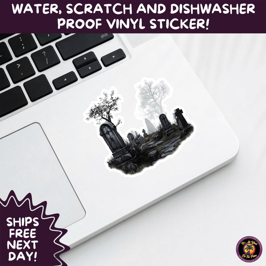 DARK GOTHIC STICKERS – Witchcore, Spooky, Occult, Alternative Vinyl Decals for Journals, Water Bottles, cemetery, headstone, and MacBooks