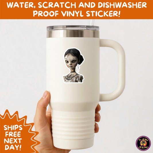 HORROR DOLL STICKERS Spooky Cute Creepy Girl Stickers β Perfect for Halloween, Scrapbooking, and Horror Aesthetic Fans