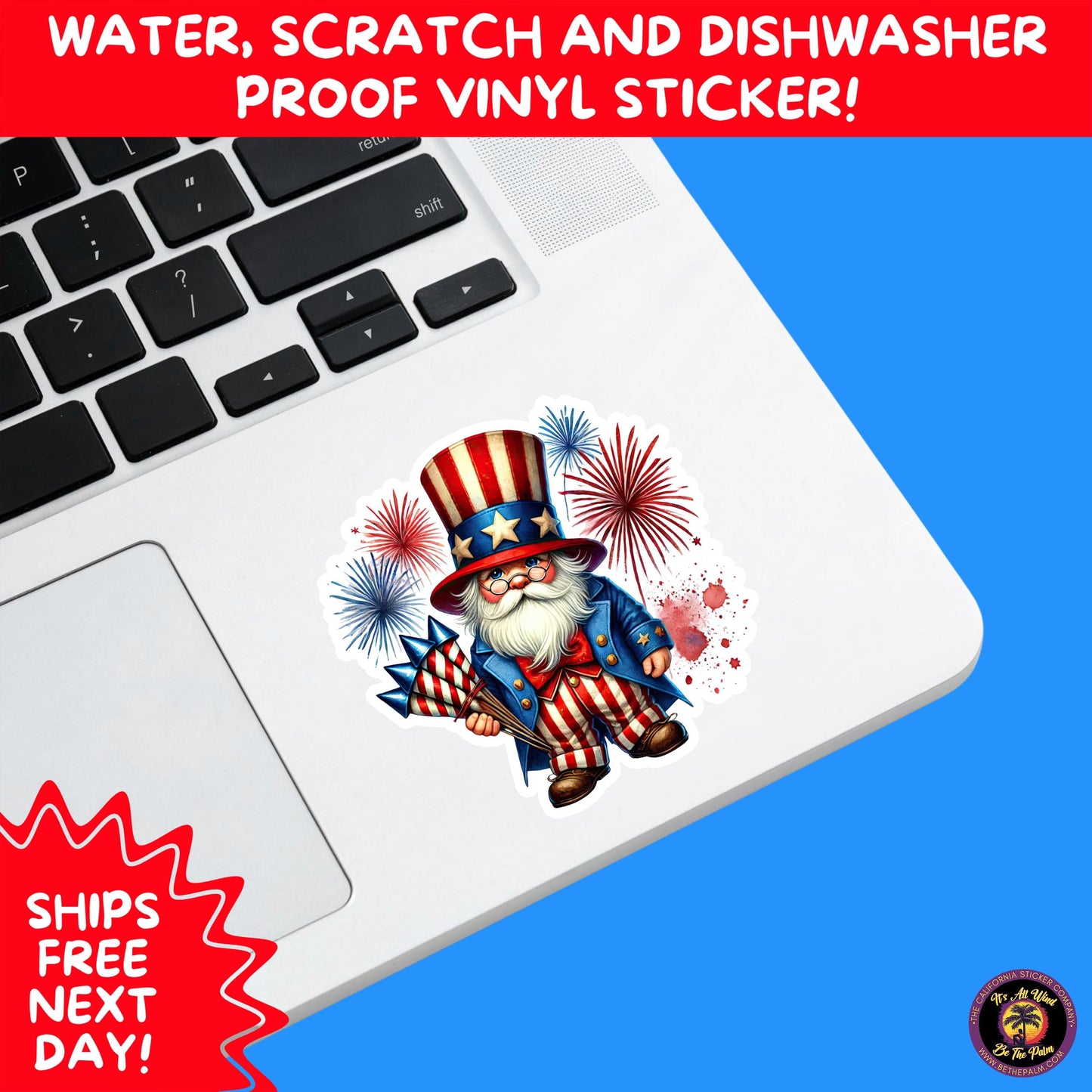 4TH OF JULY | Sticker Pack Independence Day Vinyl Decals, USA Flag, Fireworks, Red White Blue Summer Holiday Patriotic Sticker Set