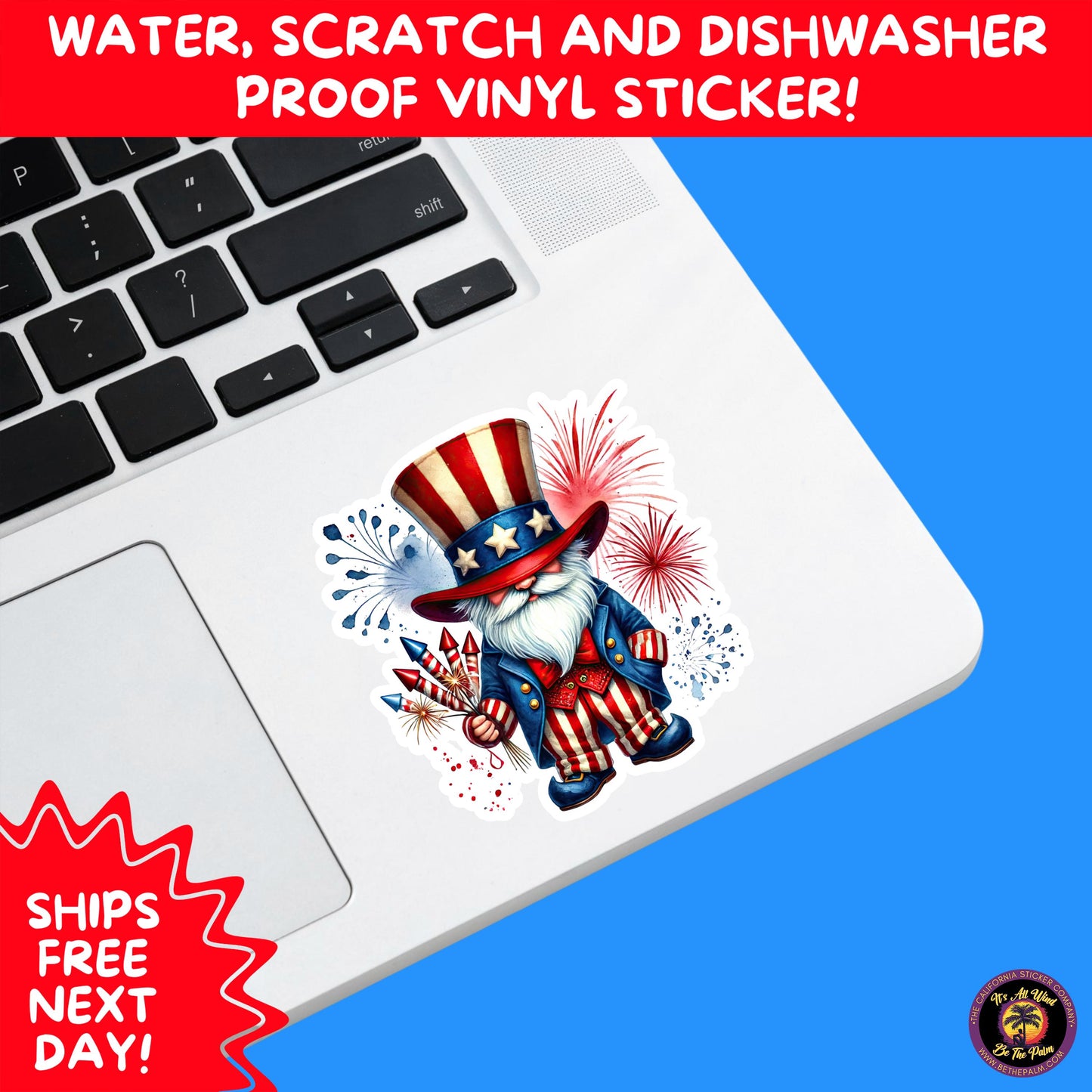 4TH OF JULY | Sticker Pack Independence Day Vinyl Decals, USA Flag, Fireworks, Red White Blue Summer Holiday Patriotic Sticker Set