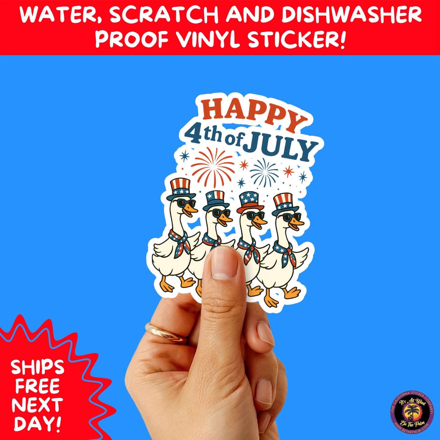 4TH OF JULY | Sticker Pack Independence Day Vinyl Decals, USA Flag, Fireworks, Red White Blue Summer Holiday Patriotic Sticker Set
