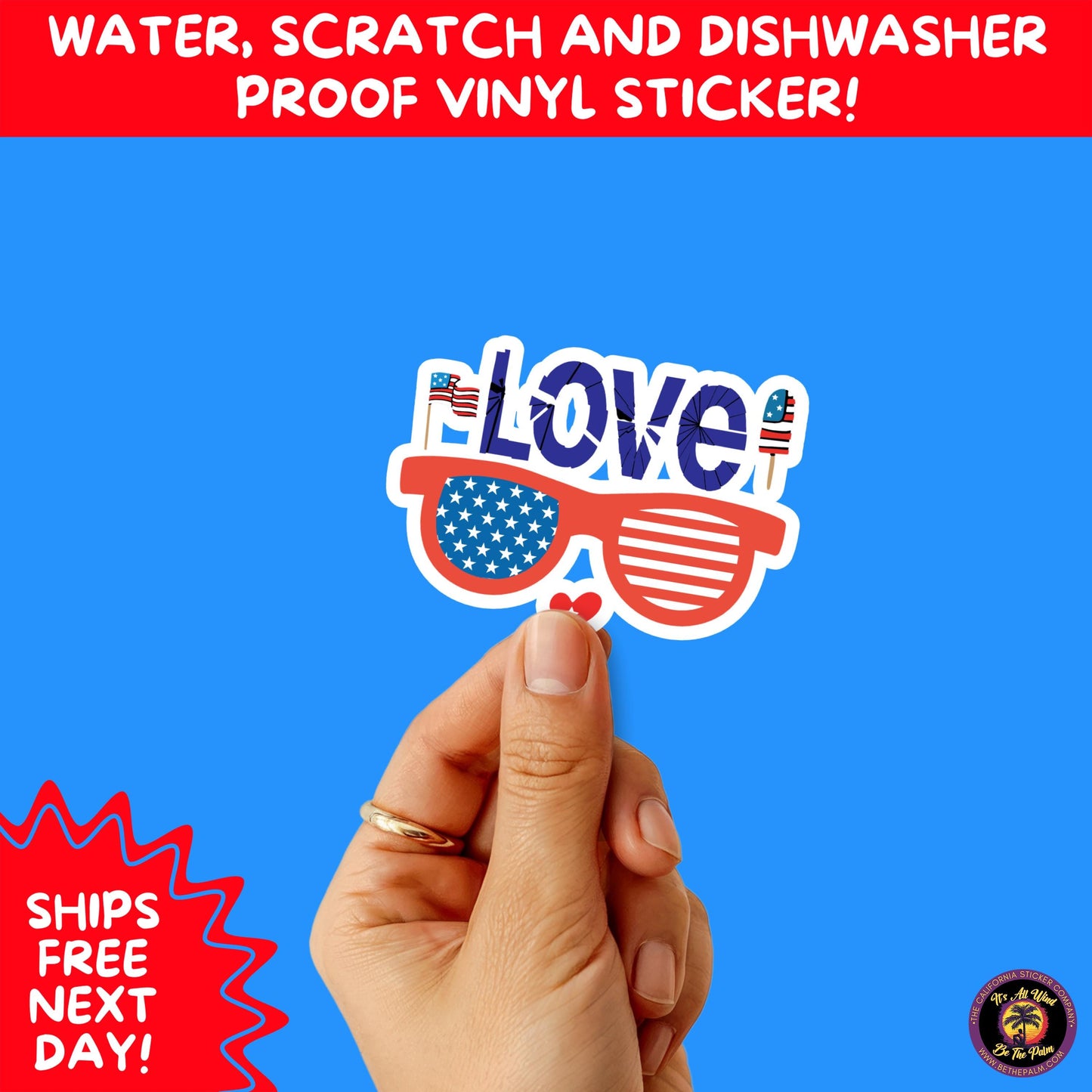 4TH OF JULY | Sticker Pack Independence Day Vinyl Decals, USA Flag, Fireworks, Red White Blue Summer Holiday Patriotic Sticker Set