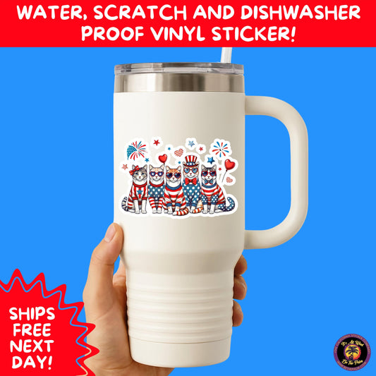 4TH OF JULY | Sticker Pack Independence Day Vinyl Decals, USA Flag, Fireworks, Red White Blue Summer Holiday Patriotic Sticker Set