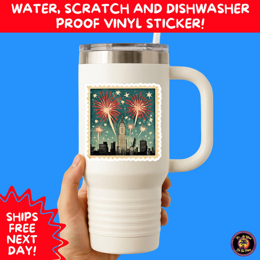 4TH OF JULY | Sticker Pack Independence Day Vinyl Decals, USA Flag, Fireworks, Red White Blue Summer Holiday Patriotic Sticker Set