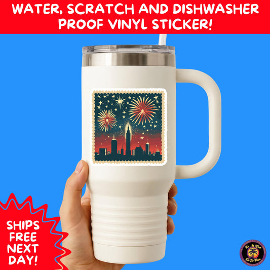 4TH OF JULY | Sticker Pack Independence Day Vinyl Decals, USA Flag, Fireworks, Red White Blue Summer Holiday Patriotic Sticker Set