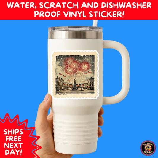 4TH OF JULY | Sticker Pack Independence Day Vinyl Decals, USA Flag, Fireworks, Red White Blue Summer Holiday Patriotic Sticker Set