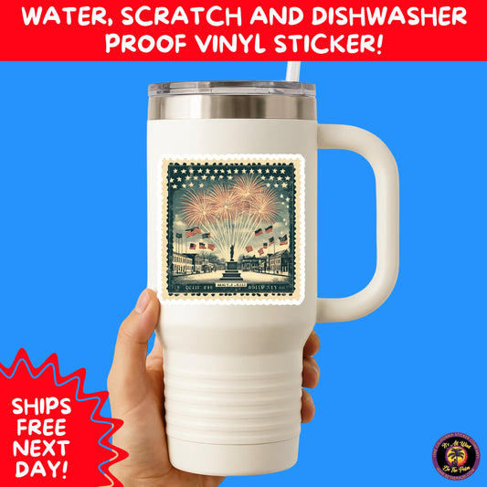 4TH OF JULY | Sticker Pack Independence Day Vinyl Decals, USA Flag, Fireworks, Red White Blue Summer Holiday Patriotic Sticker Set