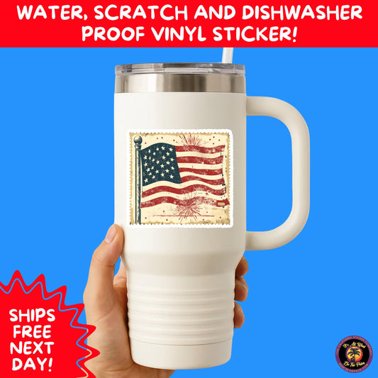 4TH OF JULY | Sticker Pack Independence Day Vinyl Decals, USA Flag, Fireworks, Red White Blue Summer Holiday Patriotic Sticker Set