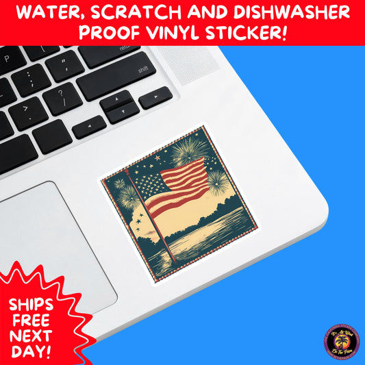 4TH OF JULY | Sticker Pack Independence Day Vinyl Decals, USA Flag, Fireworks, Red White Blue Summer Holiday Patriotic Sticker Set