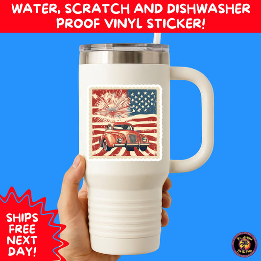 4TH OF JULY | Sticker Pack Independence Day Vinyl Decals, USA Flag, Fireworks, Red White Blue Summer Holiday Patriotic Sticker Set