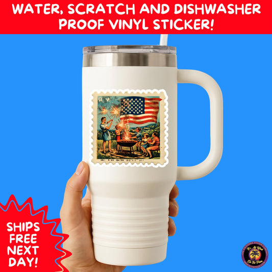 4TH OF JULY | Sticker Pack Independence Day Vinyl Decals, USA Flag, Fireworks, Red White Blue Summer Holiday Patriotic Sticker Set