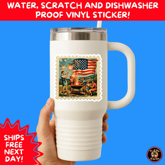 4TH OF JULY | Sticker Pack Independence Day Vinyl Decals, USA Flag, Fireworks, Red White Blue Summer Holiday Patriotic Sticker Set