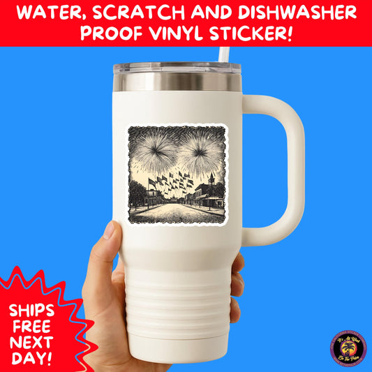 4TH OF JULY | Sticker Pack Independence Day Vinyl Decals, USA Flag, Fireworks, Red White Blue Summer Holiday Patriotic Sticker Set