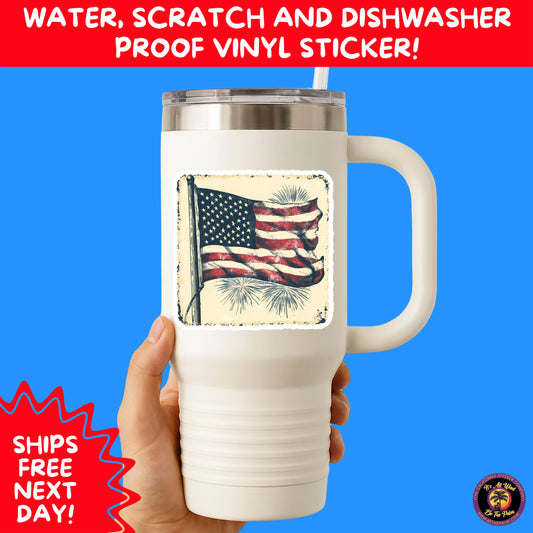 4TH OF JULY | Sticker Pack Independence Day Vinyl Decals, USA Flag, Fireworks, Red White Blue Summer Holiday Patriotic Sticker Set