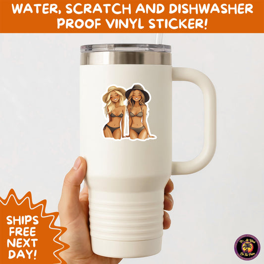 FUN BEACH STICKERS with Bikini Designs, Perfect for Travel Journals, Water Bottles, Tumblers, Laptops, Scrapbooks, and Summer Decor