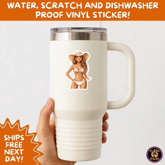 FUN BEACH STICKERS with Bikini Designs, Perfect for Travel Journals, Water Bottles, Tumblers, Laptops, Scrapbooks, and Summer Decor