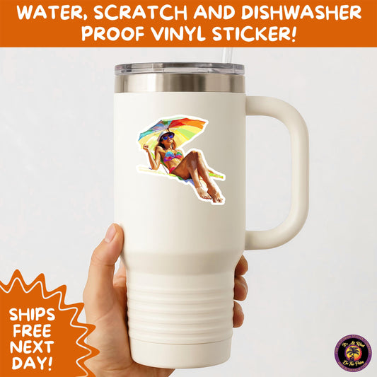 FUN BEACH STICKERS with Bikini Designs, Perfect for Travel Journals, Water Bottles, Tumblers, Laptops, Scrapbooks, and Summer Decor