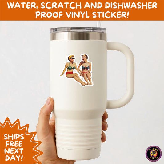 FUN BEACH STICKERS with Bikini Designs, Perfect for Travel Journals, Water Bottles, Tumblers, Laptops, Scrapbooks, and Summer Decor