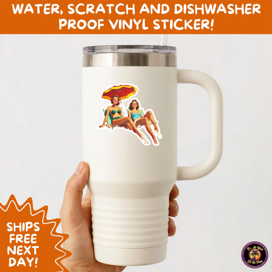 FUN BEACH STICKERS with Bikini Designs, Perfect for Travel Journals, Water Bottles, Tumblers, Laptops, Scrapbooks, and Summer Decor