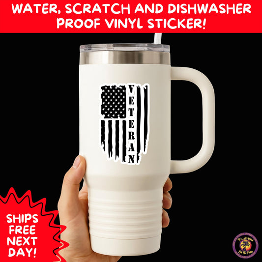 VETERAN STICKERS | Veteran Made Patriotic Vinyl Decals for Military Support, Army Navy Marine Veteran Gifts, American Flag Bumper Sticker