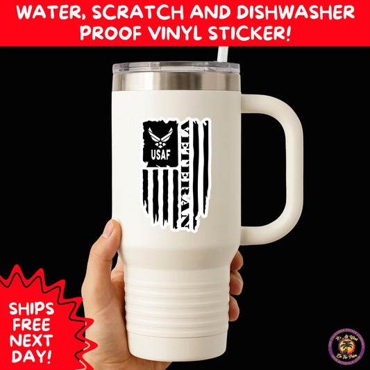 VETERAN STICKERS | Veteran Made Patriotic Vinyl Decals for Military Support, Army Navy Marine Veteran Gifts, American Flag Bumper Sticker