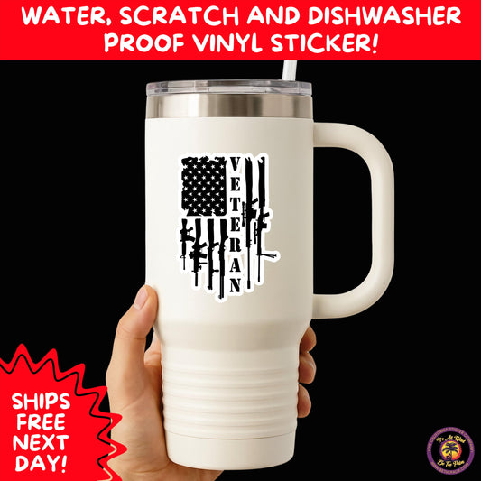 VETERAN STICKERS | Veteran Made Patriotic Vinyl Decals for Military Support, Army Navy Marine Veteran Gifts, American Flag Bumper Sticker
