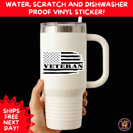 VETERAN STICKERS | Veteran Made Patriotic Vinyl Decals for Military Support, Army Navy Marine Veteran Gifts, American Flag Bumper Sticker