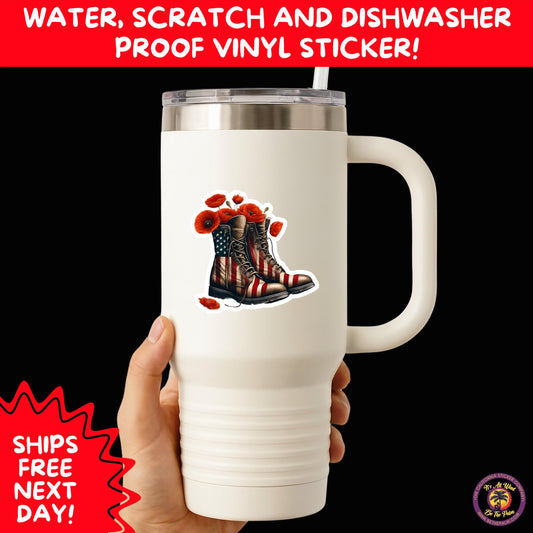 VETERAN STICKERS | Veteran Made Patriotic Vinyl Decals for Military Support, Army Navy Marine Veteran Gifts, American Flag Bumper Sticker